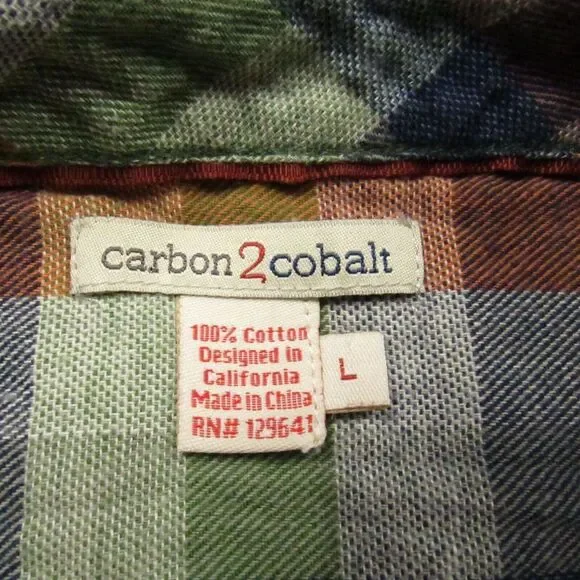 Carbon2Cobalt Shirt Mens Large Check Plaid Unbrushed Flannel Effortlessly Cool - Picture 4 of 14